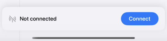 Gretio iOS connection prompt showing Not connected status and a blue Connect button